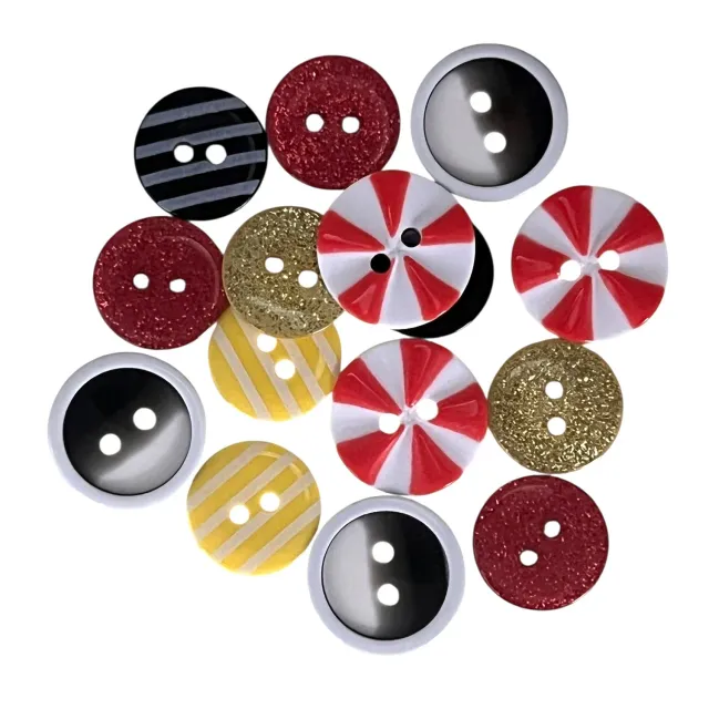 Buttons Galore Mouse Button Medley Bastelknöpfe 15 Stück Glitzer