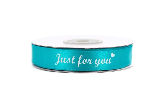 Creativery Satinband Just for you Herz 15mm x 20m weiß
