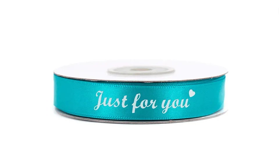 Creativery Satinband Just for you Herz 15mm x 20m weiß