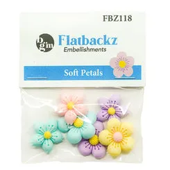 Buttons Galore Flatbackz Soft Petals Blumen 6 Stück