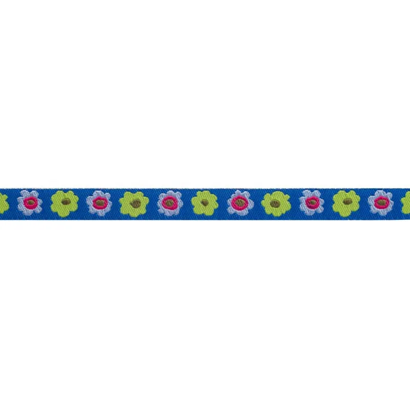 Renaissance Ribbon Narrow Blue Flowers Blumenband 1 Yard 3/8 Zoll