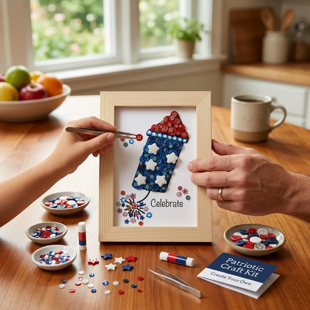 Buttons Galore Firecracker Frame Bastelset rot weiß blau