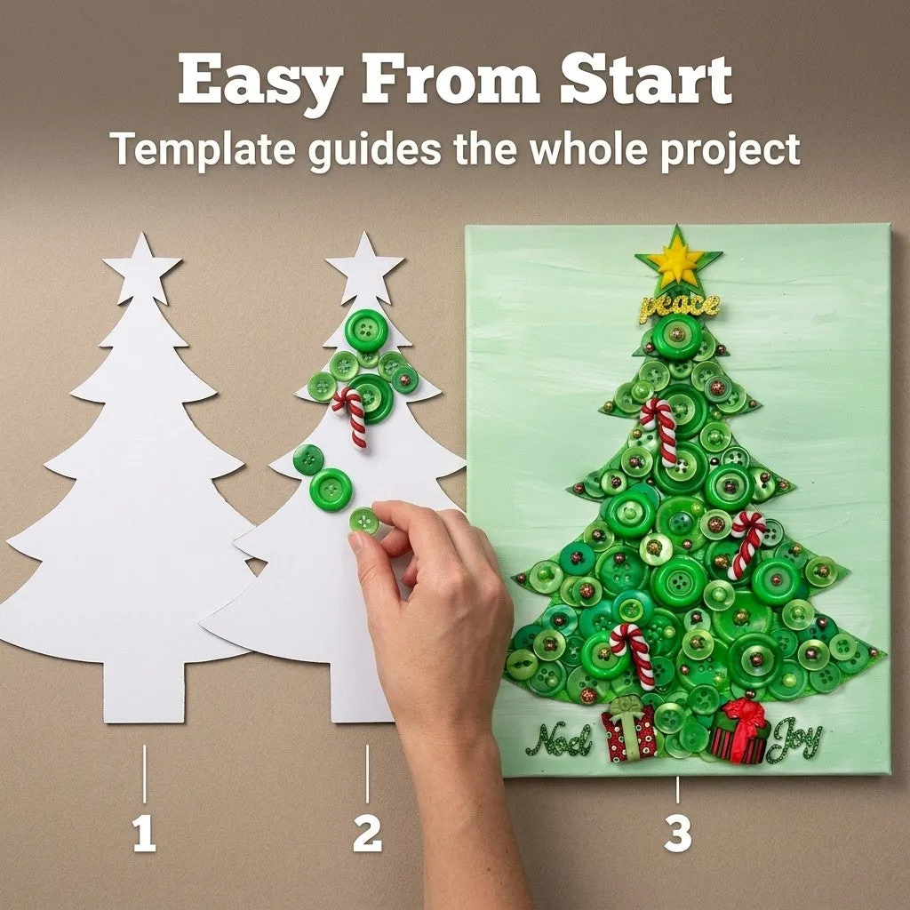 Buttons Galore Christmas Tree Bastelset Leinwand 20x25 cm