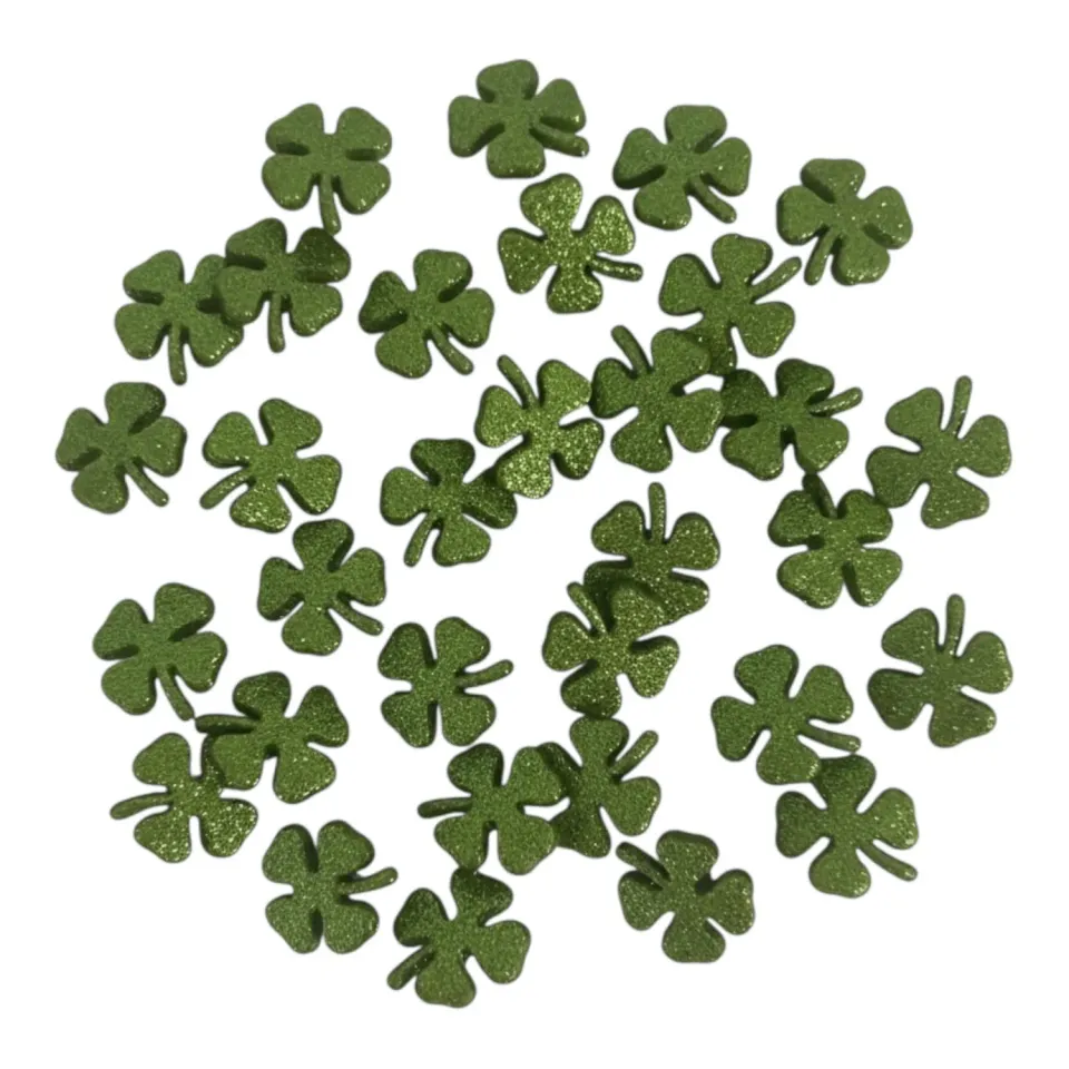 Buttons Galore Glitter Shamrock Nähknöpfe 50 Stück Kleeblatt