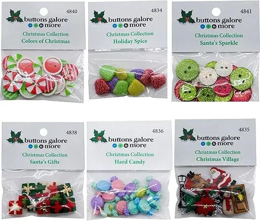 Buttons Galore Christmas Set 6 Knöpfe 40 Stück Weihnachten