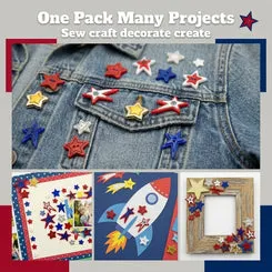 Buttons Galore Patriotic Star Sternknöpfe rot-weiß-blau 50 Stk