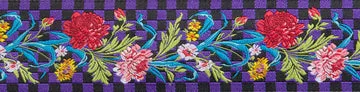 Renaissance Ribbon Floral Purple Checkerboard Webband 1-1/2" 1 Yard