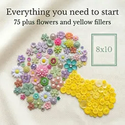 Buttons Galore Flower Button Bastelset Blumenknöpfe Leinwand