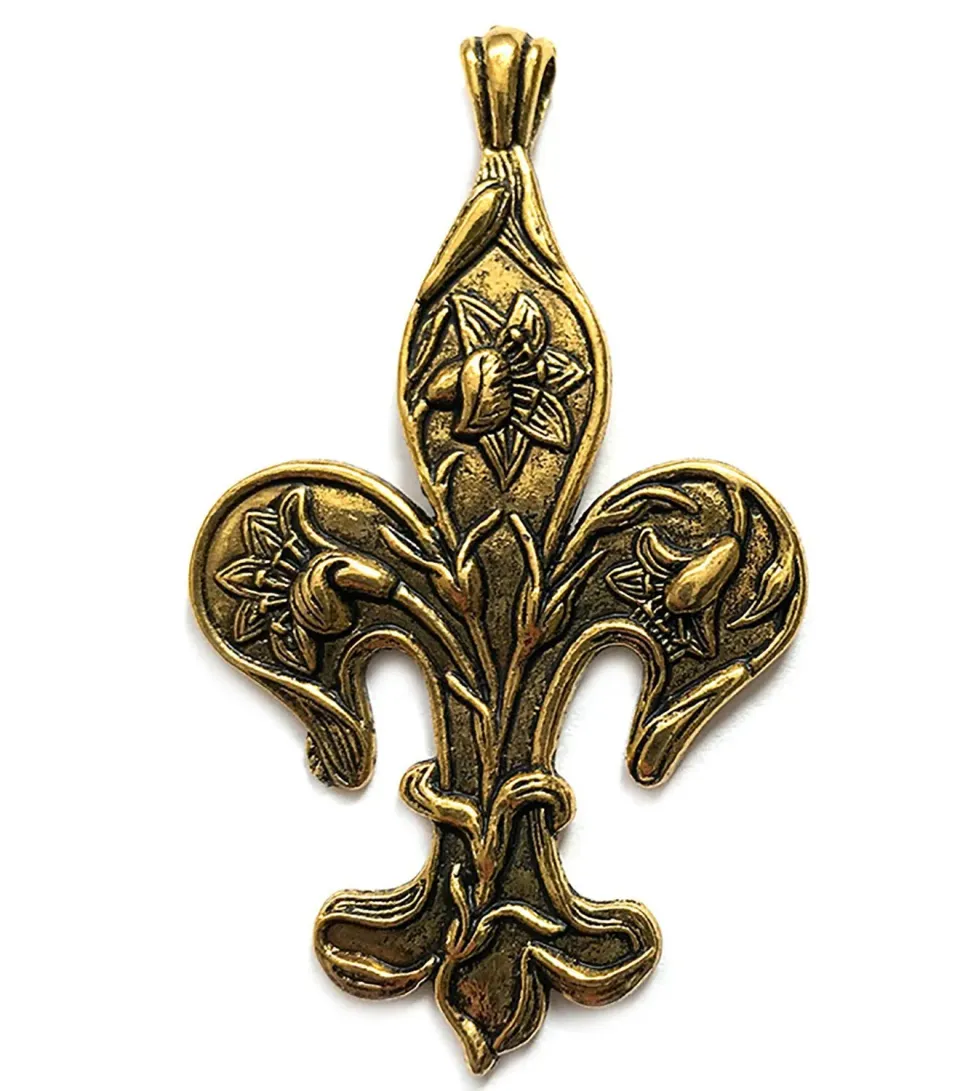 Buttons Galore Fleur de Lis Charm Anhänger 10 Stk gold 2,5 Inch