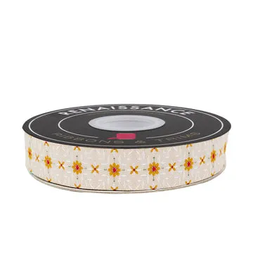 Renaissance Ribbon 12 Days of Christmas Flower Tile Band 22mm 1 Yard Polyester