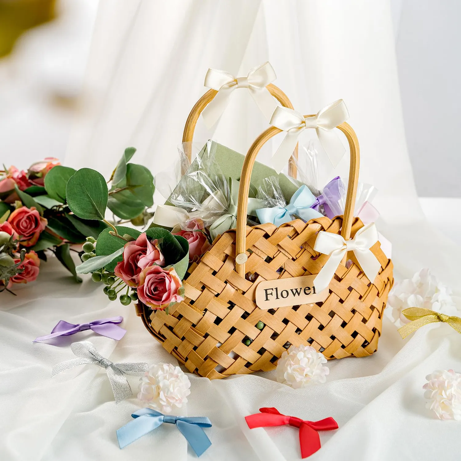 MORSUNBELA Geschenkschleifen Satin selbstklebend 50 Stk