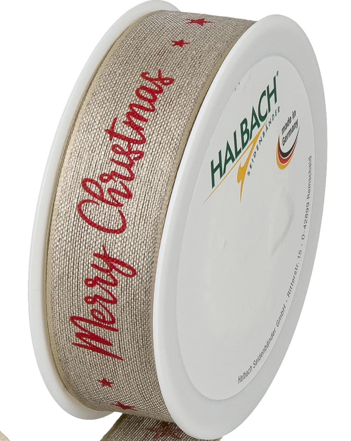 Halbach Weihnachts-Geschenkband aus Leinen 25 mm x 15 m