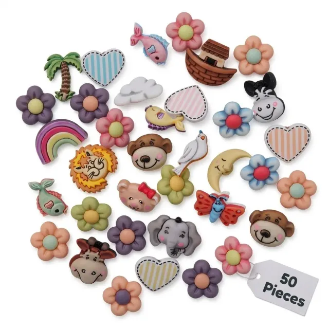 Buttons Galore Zoo Animal Novelty Button Assortment Tierknöpfe 50 Stück