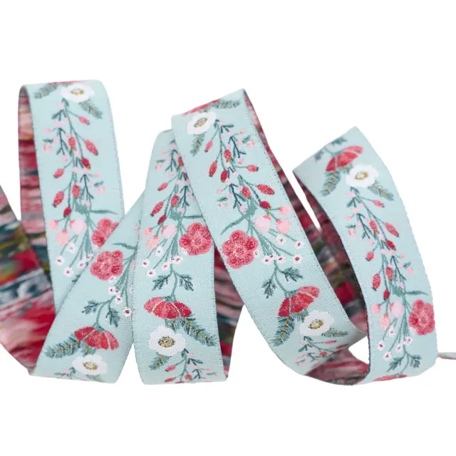Renaissance Ribbon Adventale Merriment Flora Band 1 Yard Blau