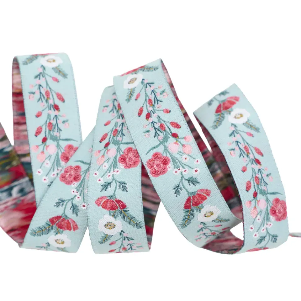 Renaissance Ribbon Adventale Merriment Flora Band 1 Yard Blau