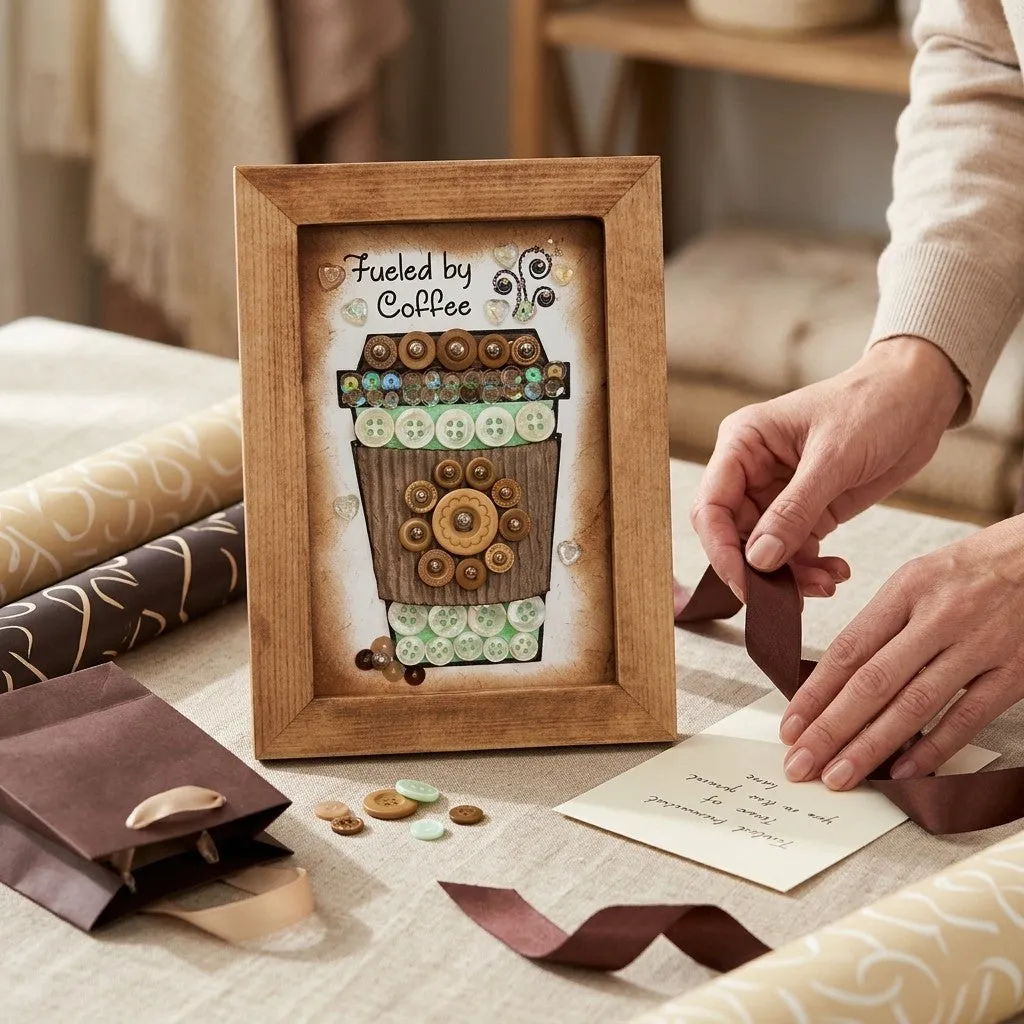 Buttons Galore Coffee Frame Bastelset 13x18 cm Holzrahmen