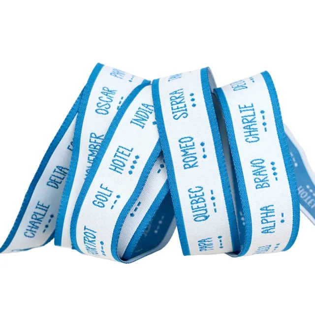 Renaissance Ribbon High Flight Phonetic Alphabet Webband 22mm Yard