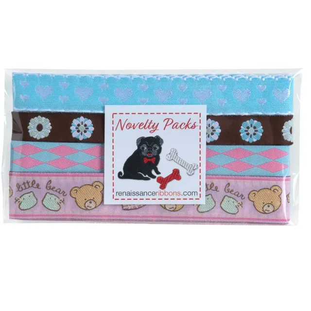 Renaissance Ribbon Mini Pack Bären Rosa Webband 4 Yards