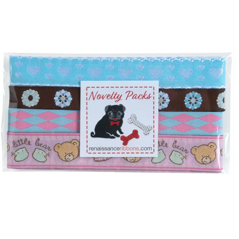 Renaissance Ribbon Mini Pack Bären Rosa Webband 4 Yards