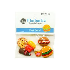 Buttons Galore Flatbackz Fast Food Basteldeko 6 Stück