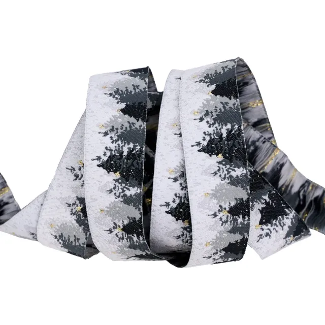 Renaissance Ribbon Farmhouse Christmas Winter Forest Band 22mm 1 Yard gold