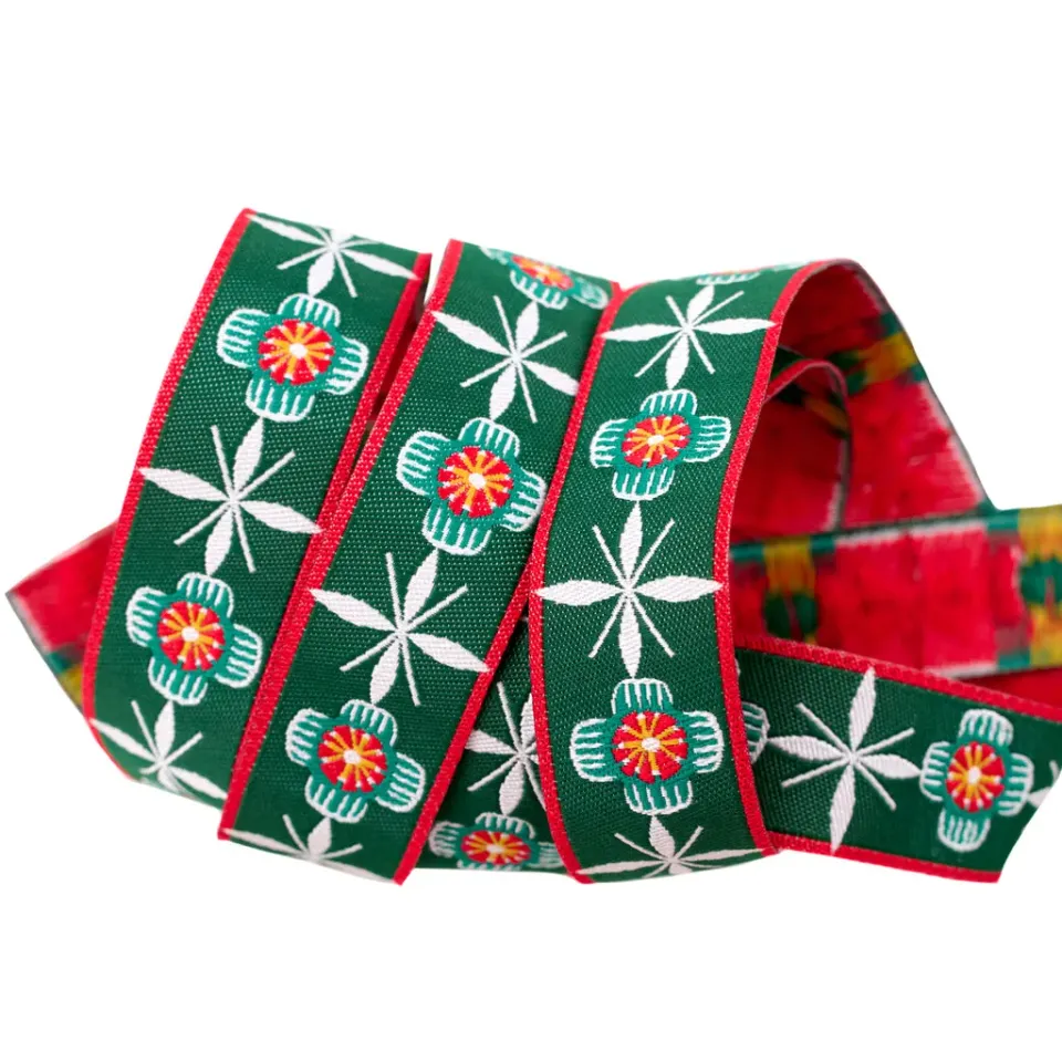 Renaissance Ribbon 12 Days of Christmas Blue Flower Band 1 Yard