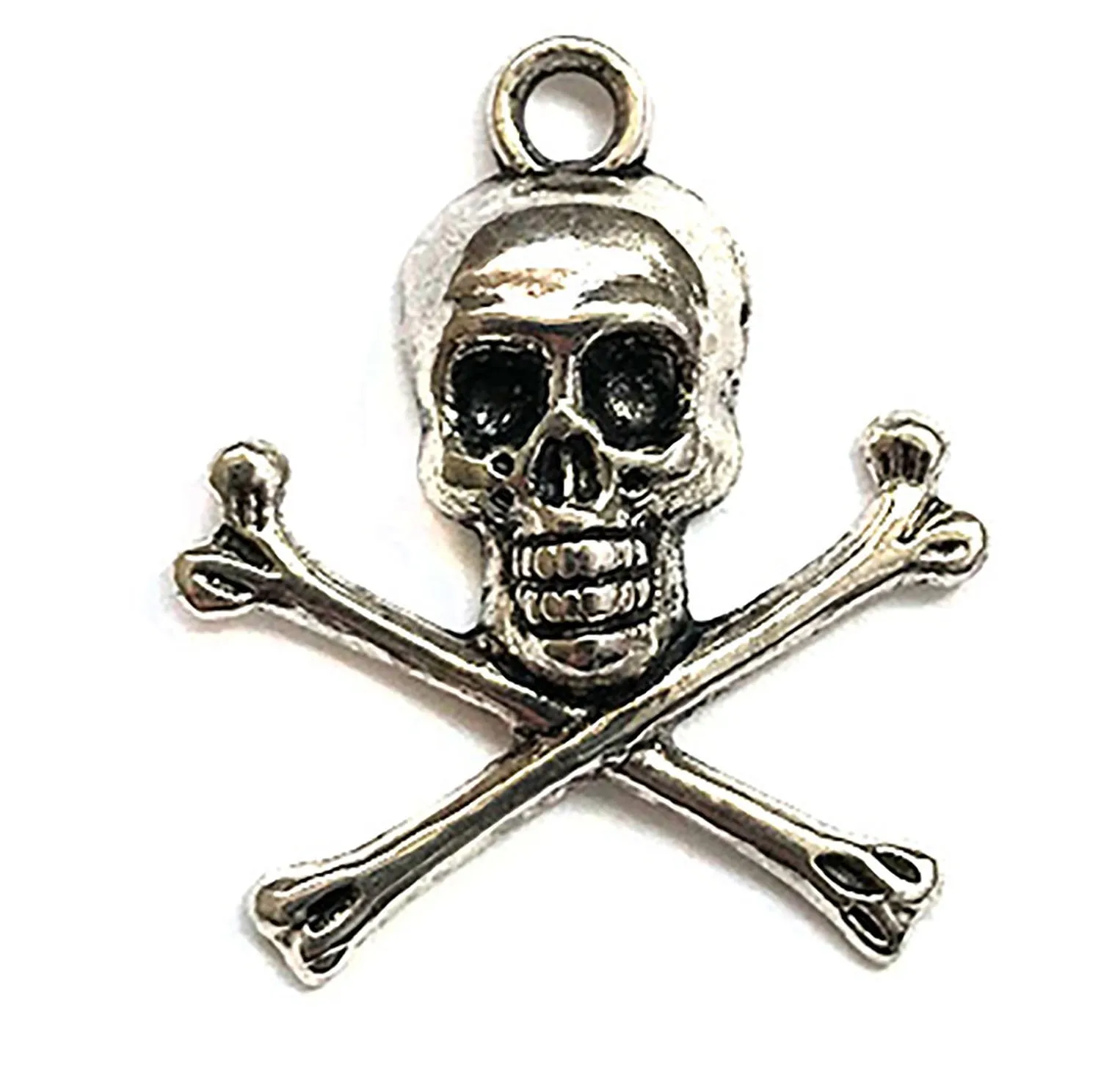 Buttons Galore Skull & Crossbone Charm Anhänger 10 Stück silber