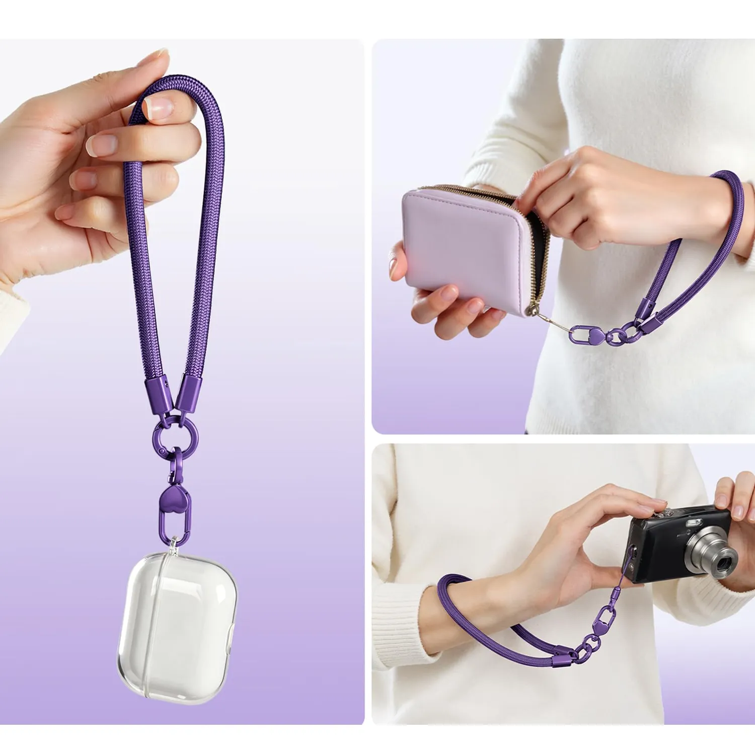 MORSUNBELA Handschlaufe Handykette Kurz Violett 15 cm