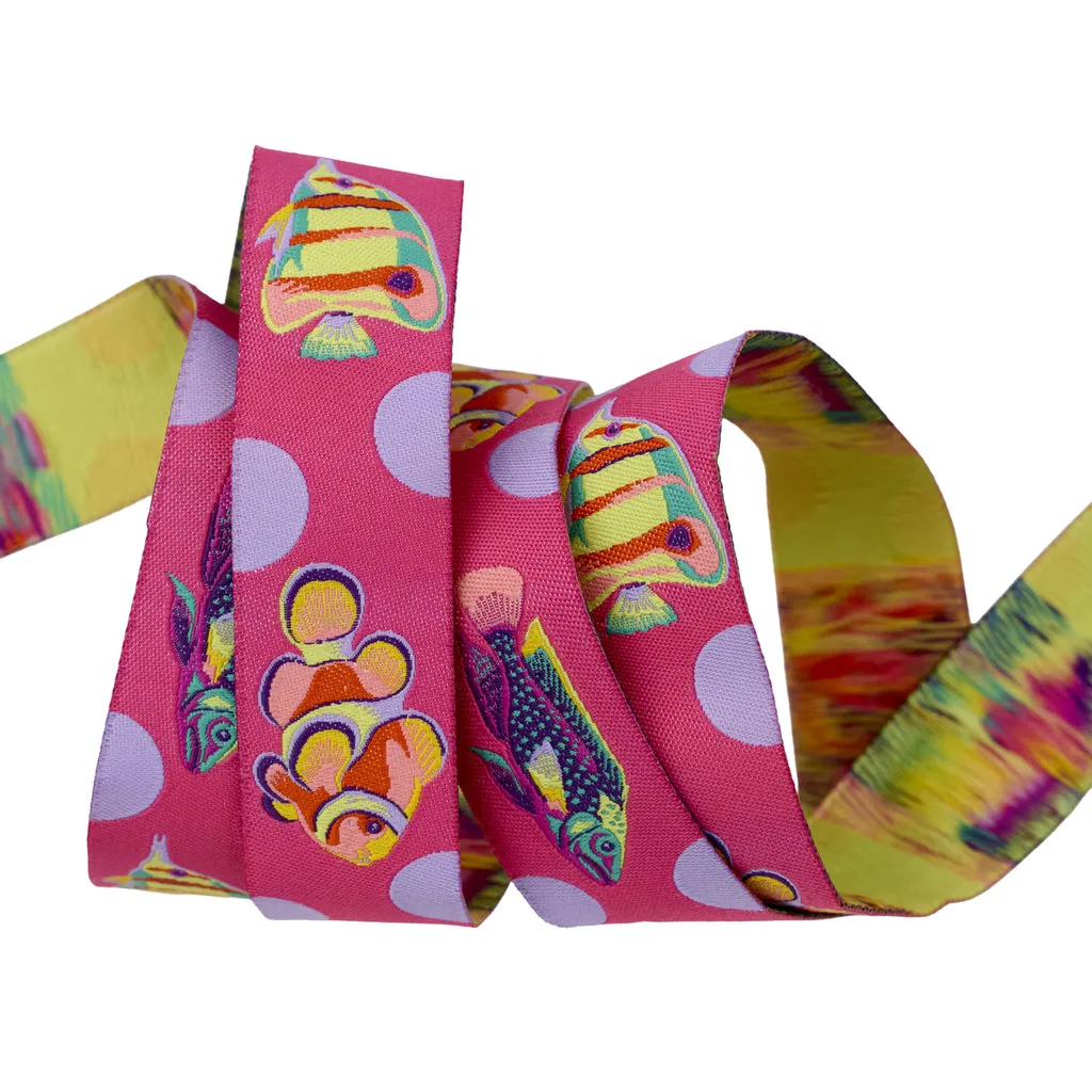 Renaissance Ribbon Floral Reef School Crossing Webband 1" 1 Yard