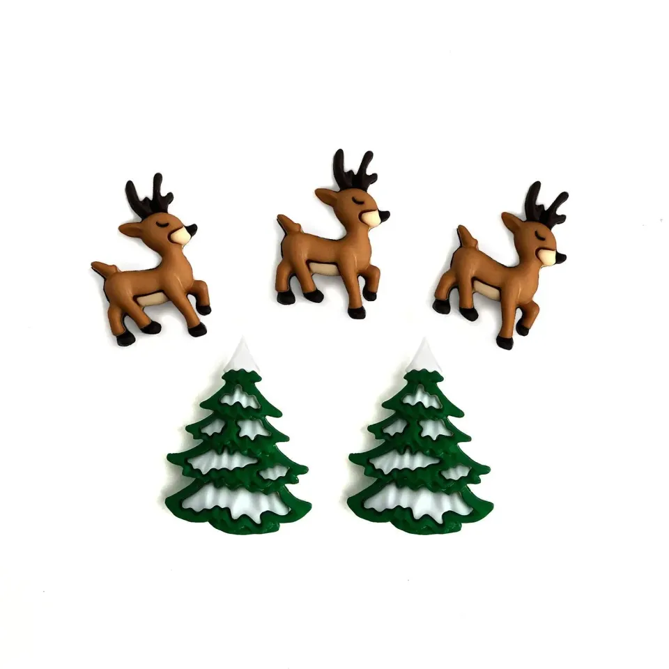 Buttons Galore Reindeer Fun Nähknöpfe 1,9-3,2 cm 5 Stück