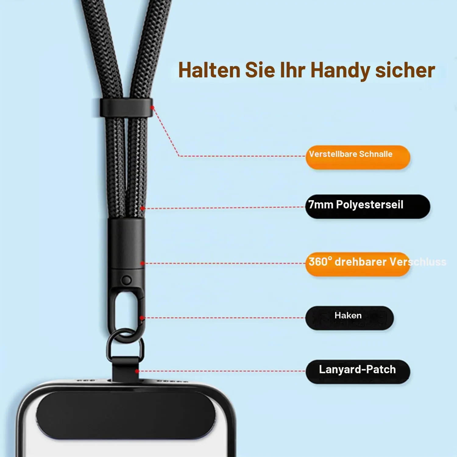 MORSUNBELA Handykette Kurz Handgelenk Rosa 2 Stück