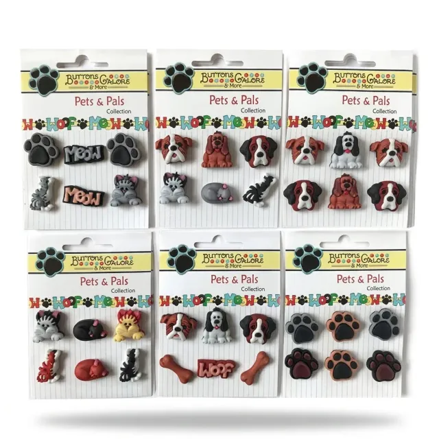 Buttons Galore Pets and Pals Tierknöpfe 36er Hund Katze