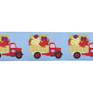 Renaissance Ribbon Market Truck Farm Garden Webband 1 Yard blau