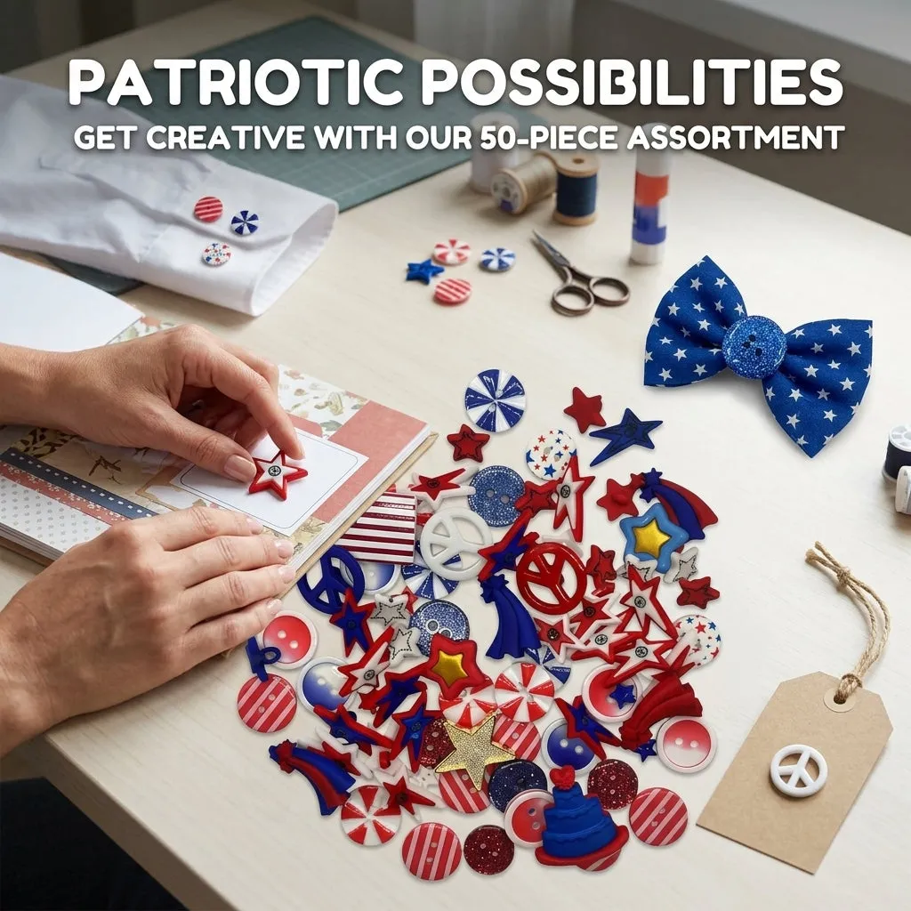 Buttons Galore Patriotic Nähknöpfe rot-weiß-blau 50 Stück