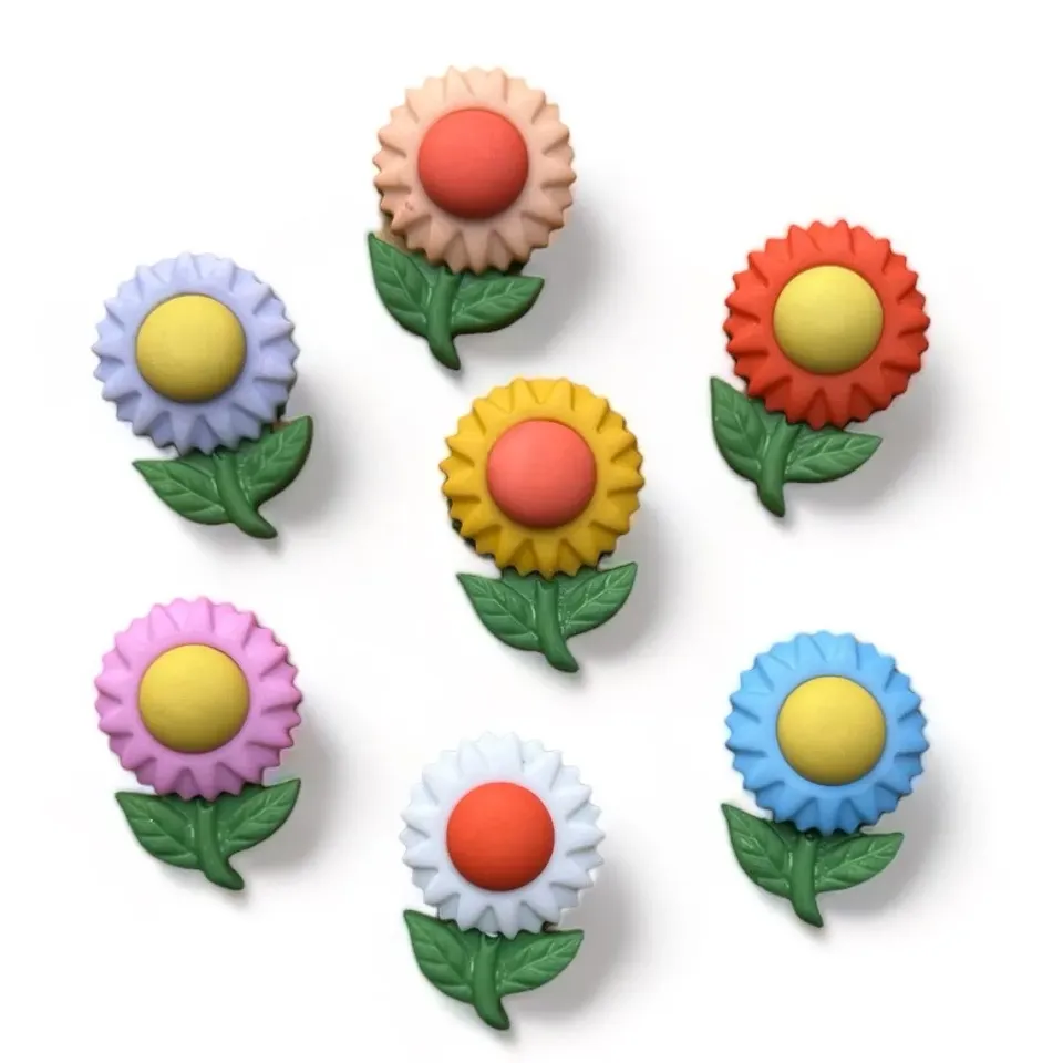 Buttons Galore Floral Frenzy Bastelknöpfe 7 Stück Blumen
