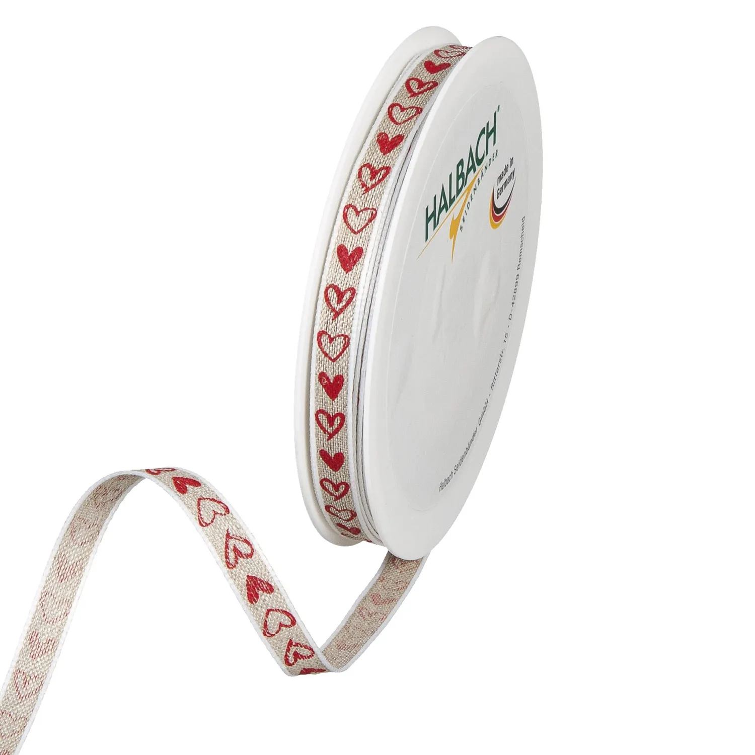 Halbach Herzen Leinenband Geschenkband mit Drahtkante