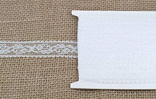 Creativery Spitzenband Rosen 25mm x 10m Weiß