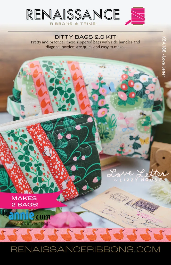 Renaissance Ribbon Ditty Bags 2.0 Nähset Baumwolle Reißverschluss