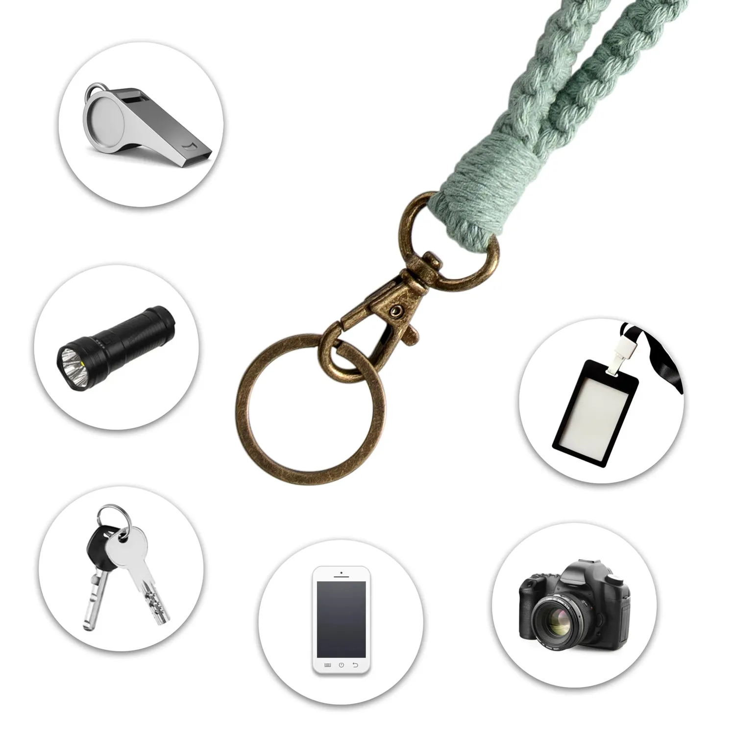 MORSUNBELA Schlüsselband Baumwollschnur Lanyard mit Schlüsselring