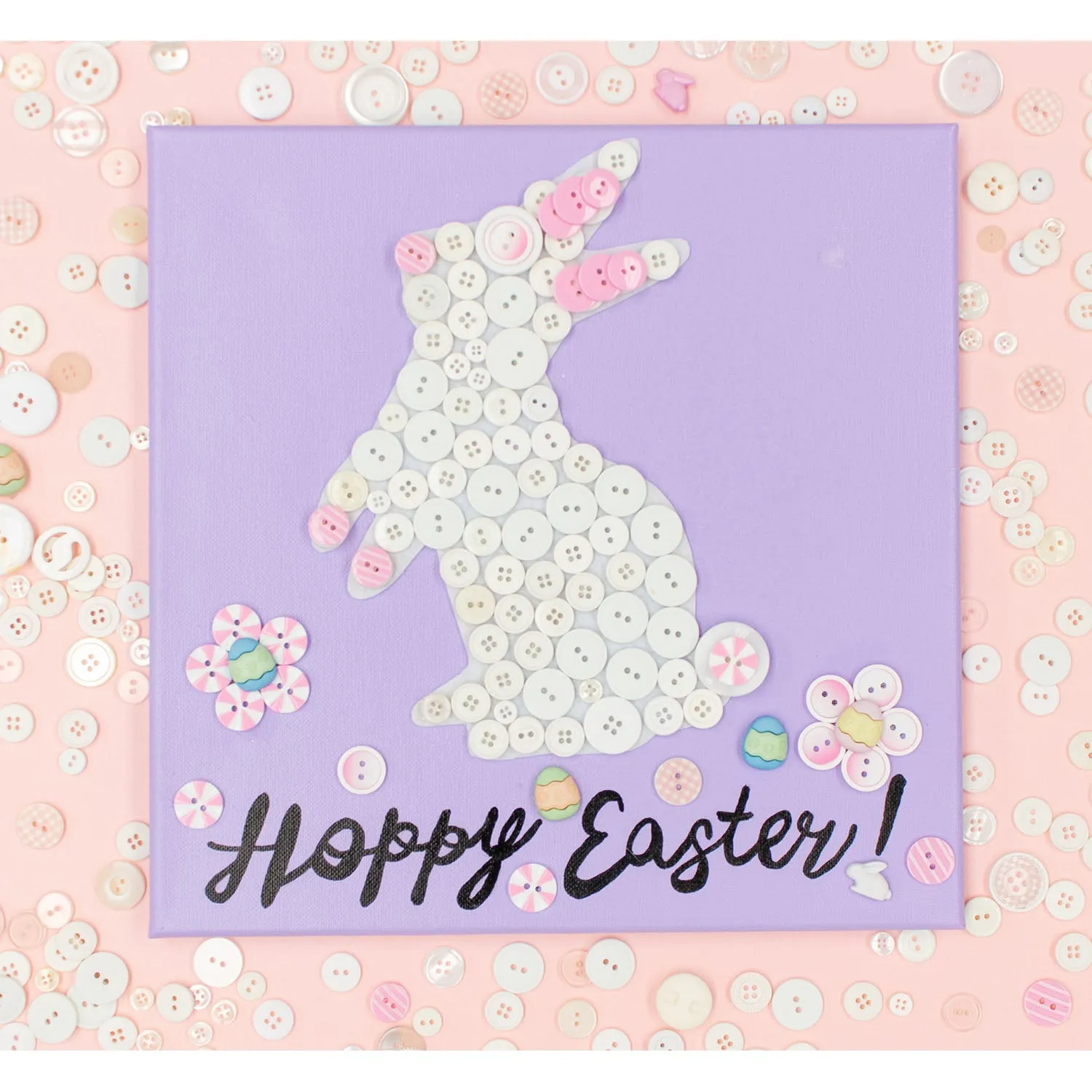 Buttons Galore Hoppy Easter Bastelset Hasen-Knopfbild Leinwand