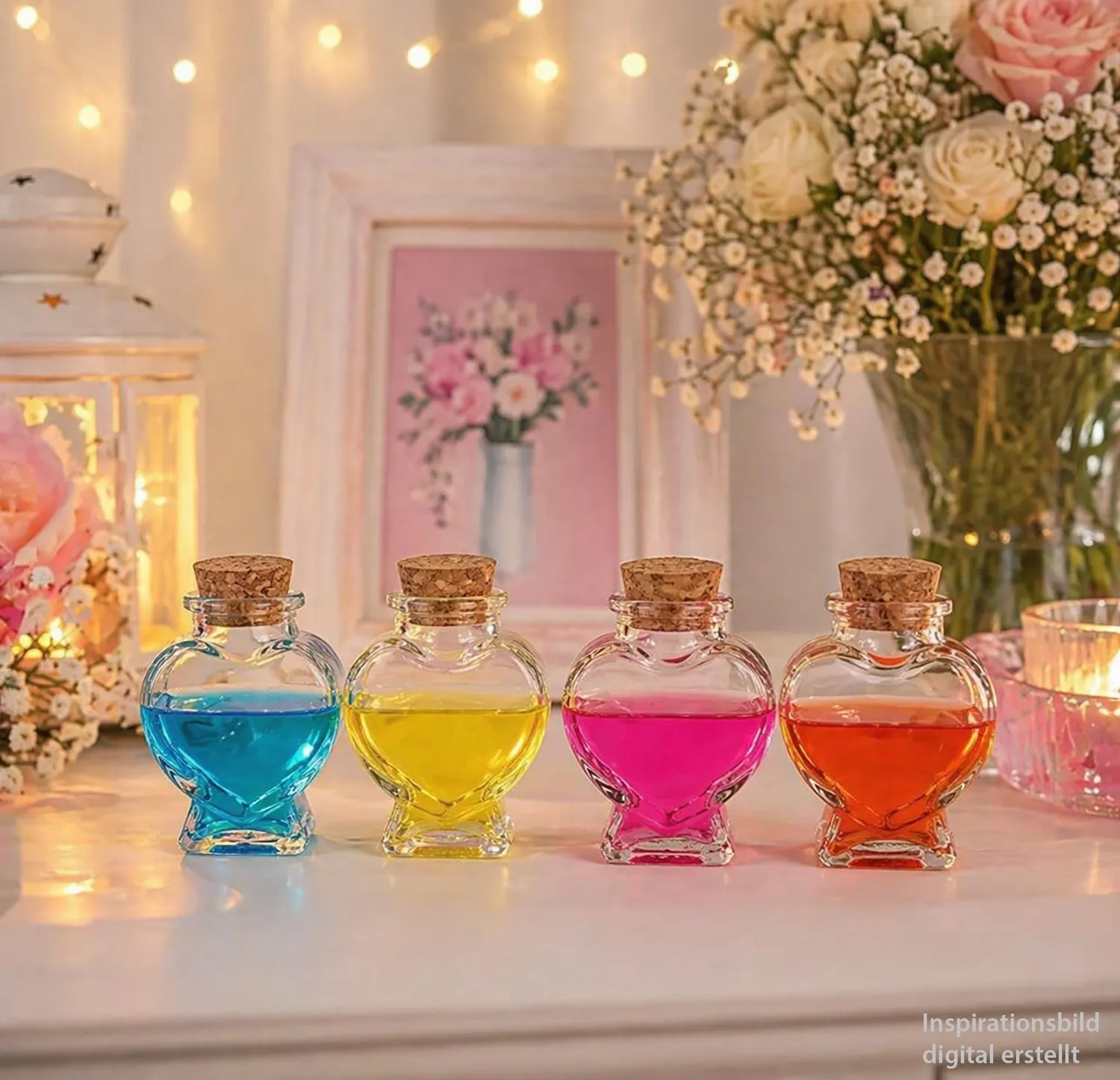 Creativery Herz Glasflaschen 70ml 4 Stück transparent