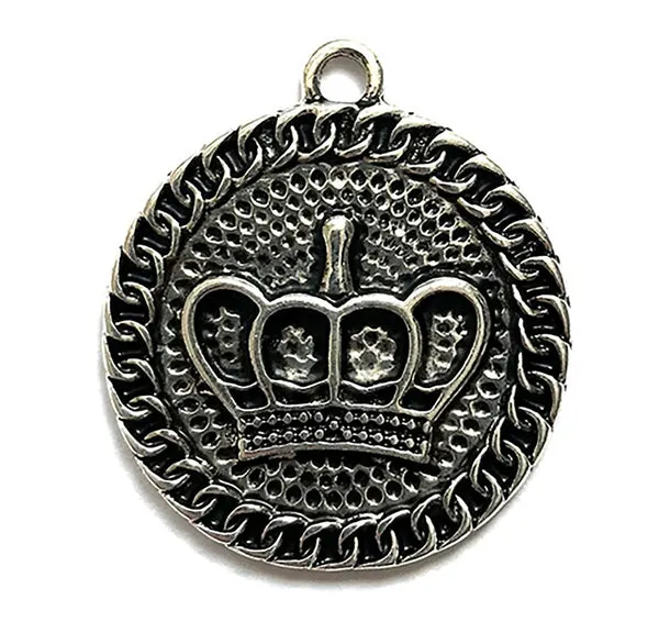 Buttons Galore Crown Charms Anhänger 10 Stück silber