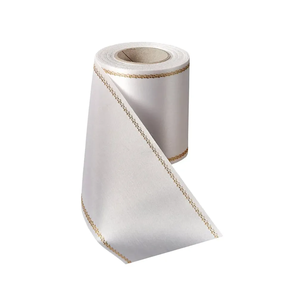 ALJO DESIGN Satin-Kranzband Weiß Z-Ranke Schleifenband 25 m