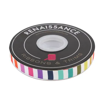 Renaissance Ribbon Tabby Road Rainbow Stripe Webband 16mm 1 Yard