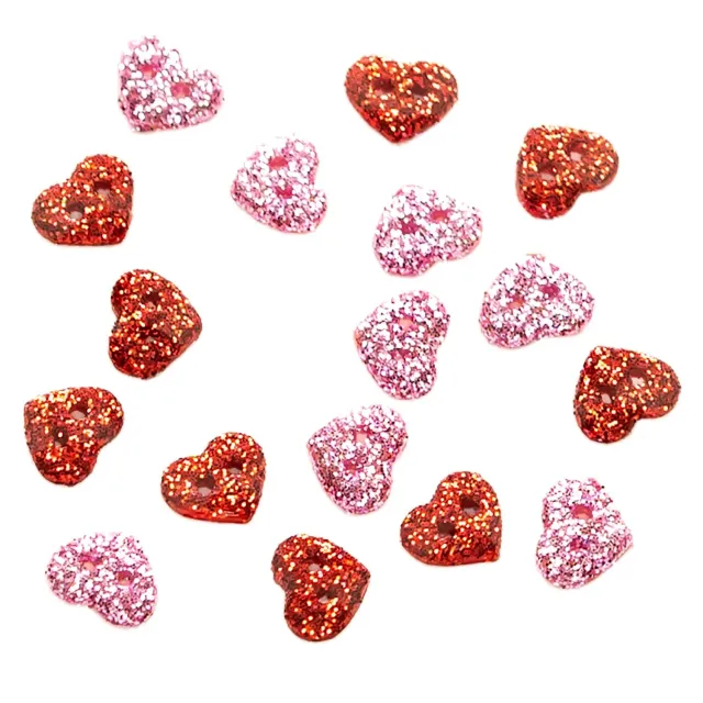 Buttons Galore Tiny Glitter Hearts Glitzerknöpfe 20 Stück 7 mm