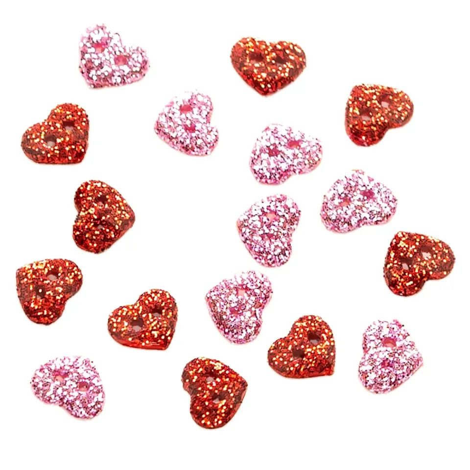 Buttons Galore Tiny Glitter Hearts Glitzerknöpfe 20 Stück 7 mm
