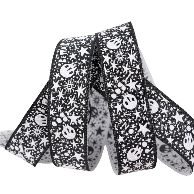 Renaissance Ribbon Witchy Ways Skelly Stars Bones Band 22mm 1 Yard Halloween