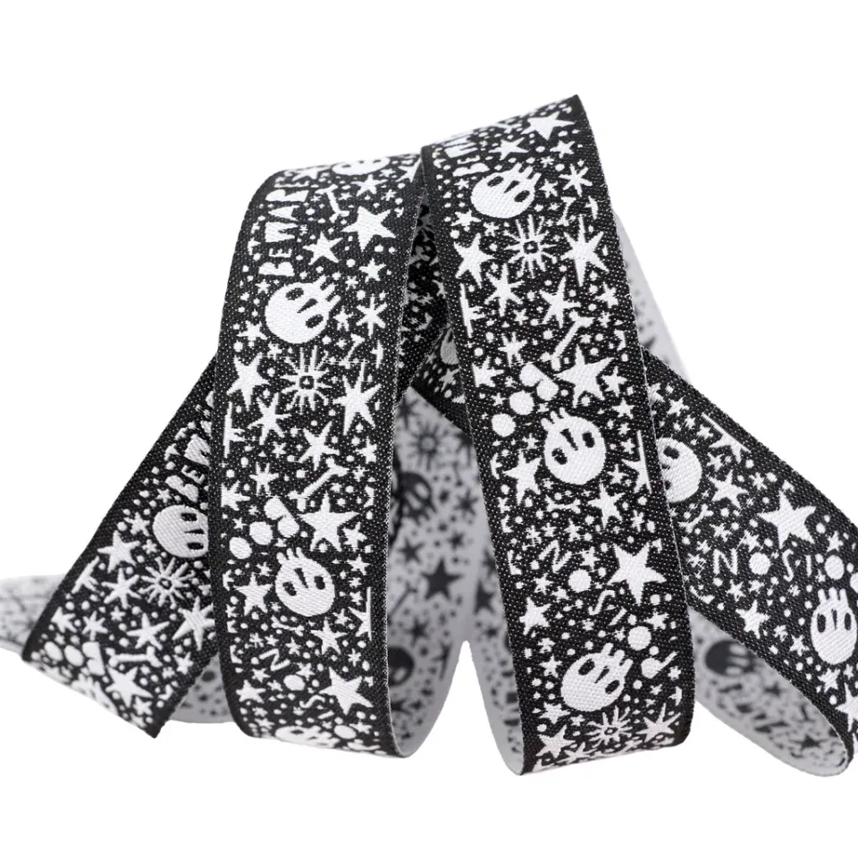 Renaissance Ribbon Witchy Ways Skelly Stars Bones Band 22mm 1 Yard Halloween