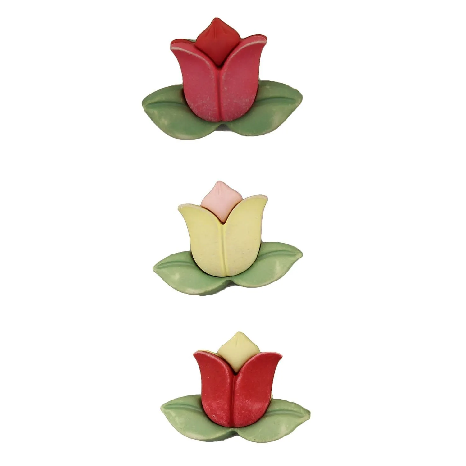 Buttons Galore Tulips Blumenknöpfe 3er-Pack 1 Zoll Stegknöpfe