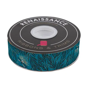 Renaissance Ribbon Sarah Watts Willow Webband Petrol 38mm 1 Yard